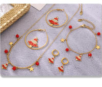 Arbol de Navidad con Collar de circón, pulsera, pulsera, mujer, inoxidable Maple, Cuban Cadena, joyería de Fiesta Diaria - details 5
