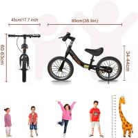 Bicicleta Sin Pedales con Freno de 2-6 años, Bici Equilibrio de 14 Pulgadas con Caballete y Timbre, Altura de Sillín Regulable, hasta 40kg, Juguetes para Niña y Niños - details 10