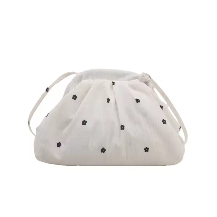 Bolso de hombro de poliéster dulce, bolsa de maquillaje de flores con cordón, bolsa de almacenamiento para cuidado de la piel de estilo coreano, bolso cruzado para chica - 1