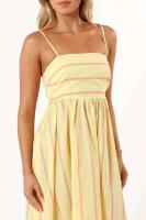 Vestido largo a rayas para mujer, ribete sin mangas con tirantes, cuello delgado, playa y fiesta, 2024 - details 28
