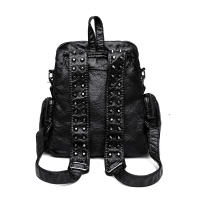 Mochila de piel sintética con decoración de remaches, bolso de hombro multifuncional con cremallera para viajes y compras - details 2