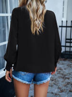 Top elegante de manga larga con cuello de encaje para mujer, ropa Lisa para otoño e invierno, 2023 - details 18