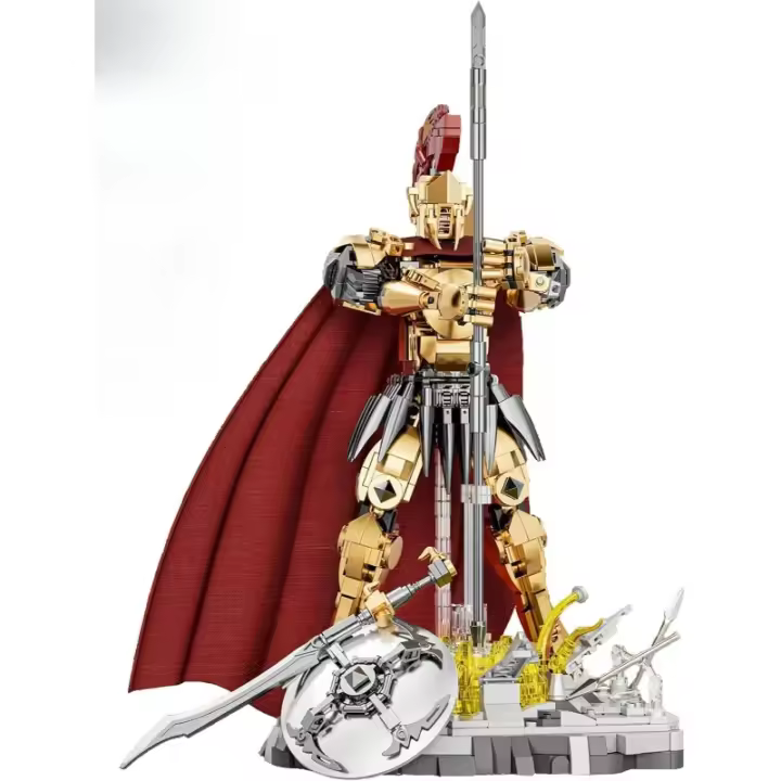 Juego de construcción de caballero guerrero espartano: modelo de armadura de soldado romano con base de batalla, ideal para exhibición en el hogar, cumpleaños para adultos y niños mayores de 12 años (880 piezas) - 1