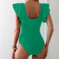 Traje de baño para mujer 2024, tendencia, Control de barriga, cuello en V, Bikini Sexy, trajes de baño fruncidos, traje de baño ajustado con manga con volantes - details 41