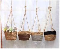 Cesta que teje de la cuerda de cáñamo de la maceta del balcón de la carne del jardín interior - details 7