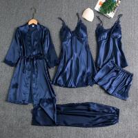 Conjunto de Noche de Seda con Encaje de Satén Camisón de Noche con Cuello en V - details 1