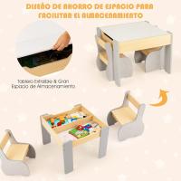 Juego de mesa y silla infantil 4 en 1, mesa infantil de madera con 2 sillas, manualidades, dibujo, lectura, mesa infantil con almacenamiento, pizarra desmontable para guardería (verde) - details 12