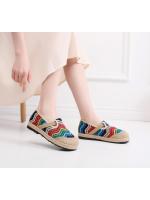 Zapatos de cáñamo de estilo étnico, de tela, de suela plana y lino bordado, transpirables y clásicos, para mujer, antideslizantes para interiores y exteriores, 2025 - details 11