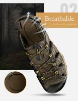 Sandalias deportivas de verano para hombre, sandalias para senderismo al aire libre, punta cerrada, cuero, atléticas, cómodas, para caminar, sandalias de playa, zapatos de agua - details 5