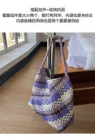 Diseño de nicho bolsa tejida a mano bolsa de mano de gran capacidad casual viento perezoso solo hombro axilas bolsa de cubo - details 2
