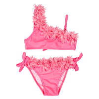 Traje de baño dividido de encaje rosa bebé para niñas, bikini para niños, ropa de baño para playa - details 5