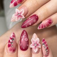 Wearable uñas flores strass estilo europeo y americano hojas de uñas acabado 24 piezas - details 5