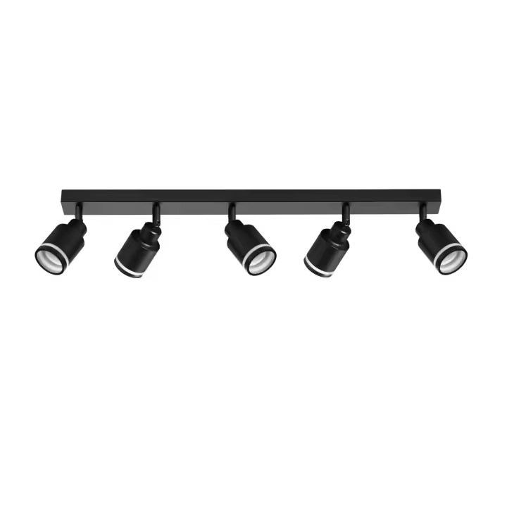 CBJKTX Lámpara de techo negra moderna: 5 focos de techo de metal ajustables GU10 Lámpara de techo para dormitorio comedor sin bombilla - 1