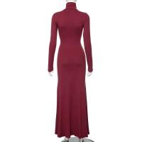 Elegante Vestido Largo con Cuello Alto Moda de Invierno Criptográfica para Mujeres - details 8