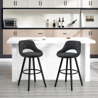 Juego de Taburetes de Cocina Alto 2 Piezas con Resalto y Reposapiés Altos para Bistro, Cafetería y Cocina Funda de Piel Sintética y Patas de Madera Blanco - details 25