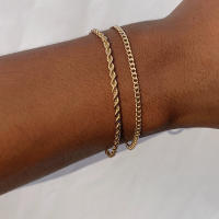 Encanto de cuentas doradas de acero inoxidable, brazaletes retorcidos, dijes, joyas femeninas - details 6