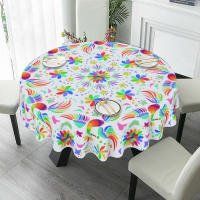 Mantel colorido, redondo de 60 pulgadas, mantel de poliéster lavable para cocina, fiesta, picnic, restaurante, decoración mexicana - details 7