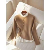 Camisa súper hermosa de temperamento único de estilo perezoso, ropa de mujer, Top con sentido de diseño de nicho de moda, otoño e invierno, 2025 - details 6