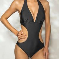2023 sexy corte Trikini nuevo sólido Tre, escote en V profundo, espalda descubierta es un traje de baño Monokini para mujer Tre - details 15