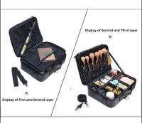 Bolso de maquillaje femenino de cuero Pu impermeable y resistente a los arañazos, estuche de maquillaje profesional de gran tamaño, Nuevo - details 3