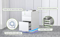 RCynview Mesita de Noche Blanca Diseño Rectangular de Madera 3 Cajones de Almacenamiento - details 5