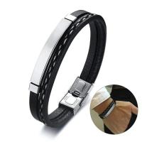 2025 Pulsera tejida de cuero para hombre, brazalete de acero inoxidable con contraste de Color de ocio - details 0