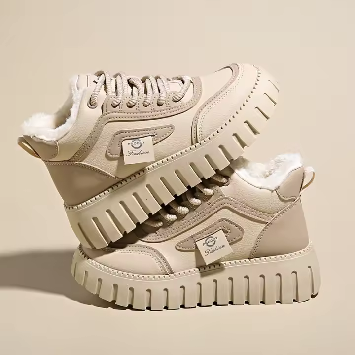 Zapatos coreanos de moda para papá, zapatillas deportivas para mujer, zapatillas deportivas cálidas de felpa antideslizantes para invierno, zapatos vulcanizados con cordones - 1