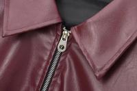 Chaqueta Bomber de Cuero Falsito para Mujer Abrigo de Invierno con Cremallera - details 6