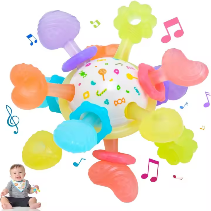 Pelota Sensorial Bebé - Mordedor Montessori 0-6 Meses - Sonajero Bebé 0-3 Meses - Juguetes Bebés 6-12 Meses - Regalo para Bebé Recién Nacido (1 Pack) - 1