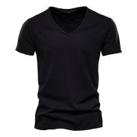 Camiseta de algodón para hombre, cuello en V, diseño de moda, ajustada, sólida, camisetas para hombre, camisetas de manga corta - details 8