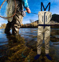 Vadeadores de pesca con cremallera y pecho resistente, transpirables, con sellado de costuras, cinturón ajustable, calcetines de neopreno de 4 mm, pantalones de vadeo de caza con cremallera frontal impermeables para hombres - details 0