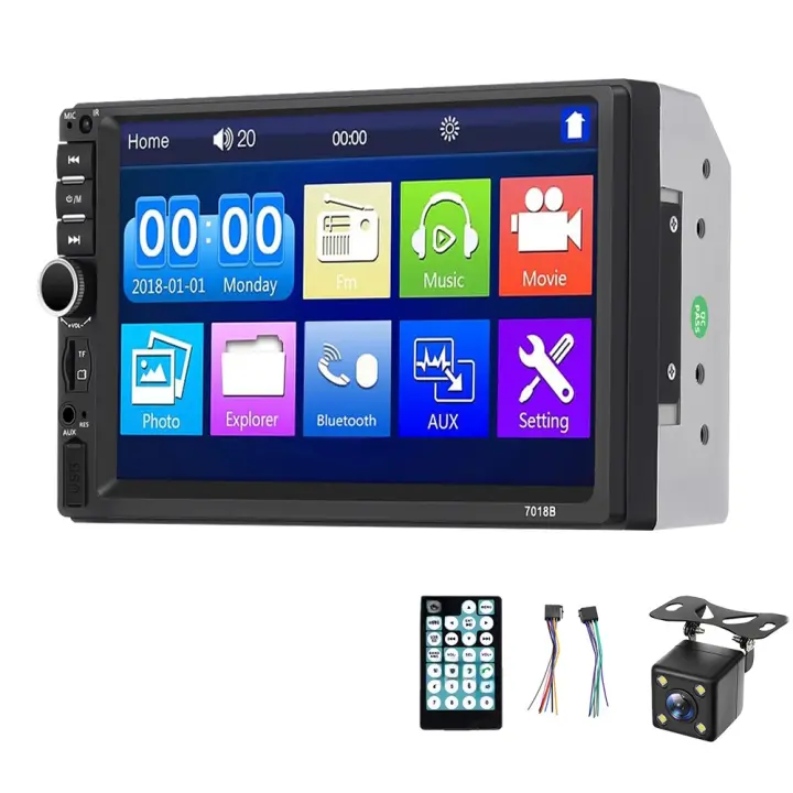 Reproductor Multimedia para Coche MP5 de 7 Pulgadas Radio Estéreo con Bluetooth USB TF, Enlace de Espejo, Cámara Trasera Para Acura/Cadillac/Chevrolet/Ford - 1