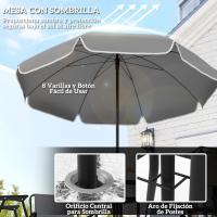 Conjunto de Mesa y Sillas de Jardín al Aire Libre de 6 Piezas Muebles de Jardín con 4 Sillas Plegables Mesa de Vidrio y Parasol para Patio Terraza Gris - details 2