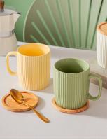 Taza de Cerámica Estilo Coreano Taza de Desayuno de Avena con Tapa de Bambú Taza de Té con Asa - details 8