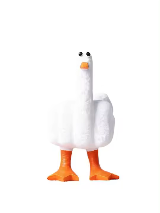 Nuevo bonito pato de resina creativo, artesanía, pato de dedo medio, decoración de escritorio, adorno para el hogar, 14,5 cm - 1