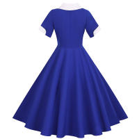 Vestido midi elegante e informal de verano para mujer, de línea A, manga corta, liso, para fiesta. - details 4