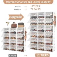 Zapatero de Plástico Portátil 8 Niveles, 32 Pares, Organizador para Armario, Entrada, Dormitorio, Pasillo Blanco, 2 x 8 - details 28