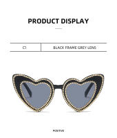 Gafas de sol personalizadas para mujer, conjunto de diamantes de amor, decoración de corazón de melocotón, Bola de moda, nuevo - details 7