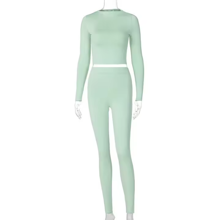 Conjunto deportivo de dos piezas de manga larga, nuevo traje informal de moda para mujer - 1