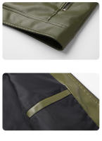 Nuevas camisetas informales transpirables para hombre, moda para actividades al aire libre, abrigo cómodo liso con cuello levantado, chaqueta de cuero Retro a prueba de viento para otoño e invierno para hombre - details 6
