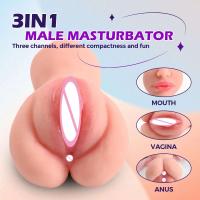 Leten HESEKS 3 en 1 muñecas masculinas de juguete con vagina profunda, ano, boca realista, coños de bolsillo, masturbador, juguetes sexuales 18+ - details 1