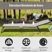 Silla Reclinable de Jardín con Sistema de Cordones para Exterior Marco Acero 197x58x30 cm Crema - details 6
