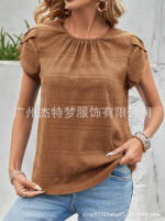 Moda mujer Primavera Verano nueva pétalo redondo elegante rt manga Top - details 29