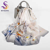 BYSIFA Elegante Pañuelo de Seda Mulberry 100% Diseño de Flor de Papaya Ideal para Otoño/Invierno - details 6