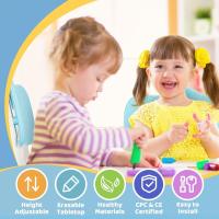 Juego de Mesa y 2 sillas para niños, Altura Ajustable, Juego de Mesa y Silla para niños de 3 a 8 años, fácil de Limpiar, Aprobado por CPC y CE (Juego de 3 Piezas), Color Azul - details 1