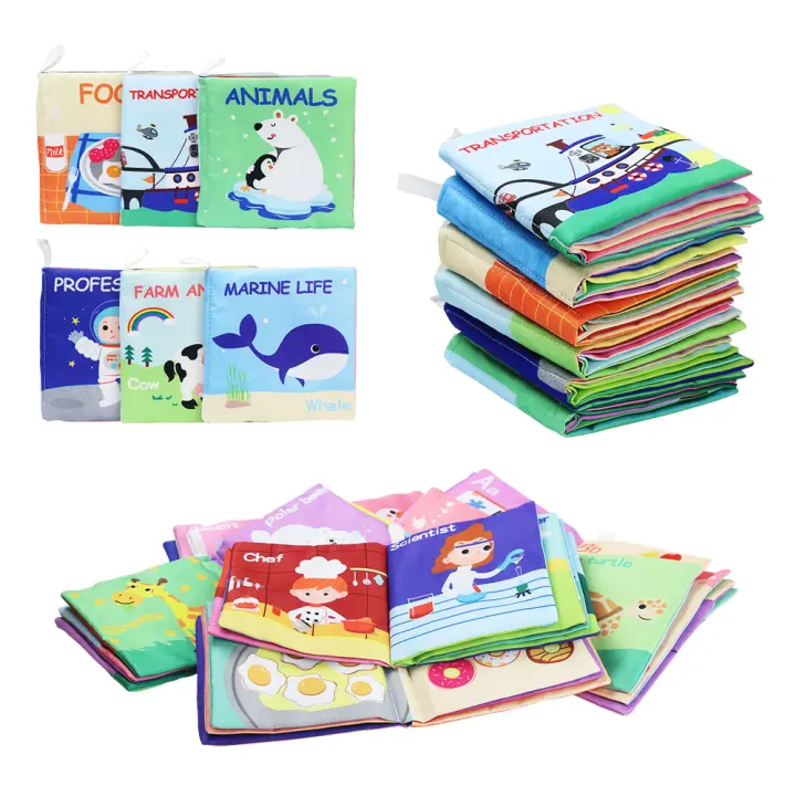 Coolplay 6PCS Baby Toys Soft Cloth Book Rustle Sound Infant Learning Educational Rattle Toy Newborn Crib Bed Toys 0-36 Month - 1