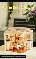 Robotime Rolife DIY Kit de casa de muñecas en miniatura, Kits de construcción de la serie Home Garden con LED, regalos de Navidad para adultos, comedor cálido - details 15