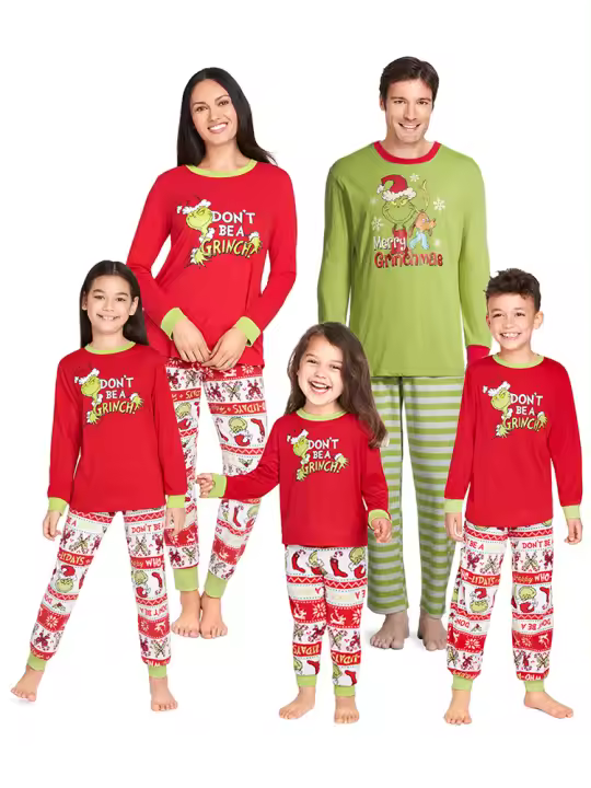 ¡Grinch Merry Grinchmas! Conjunto de pijama de Navidad para adultos y niños, trajes familiares a juego - 1