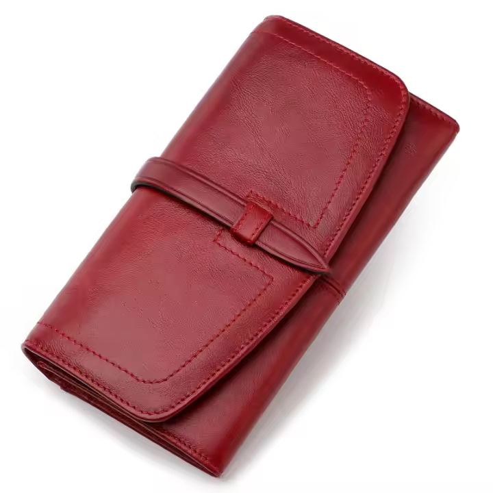 Tarjetero y Monedero de Cuero Genuino de Plena Flor Cartera de Mujer Artesanal - Bolsillo de Bloqueo RFID. - 1