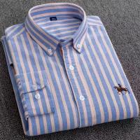 hombre manga larga ropa hombre S~7XL 100% algodón puro Camisa giratoria Oxford de manga larga para hombre Ocio de negocios Bolsillo bordado Slim Fit Estilo de botón Suave Med - details 53